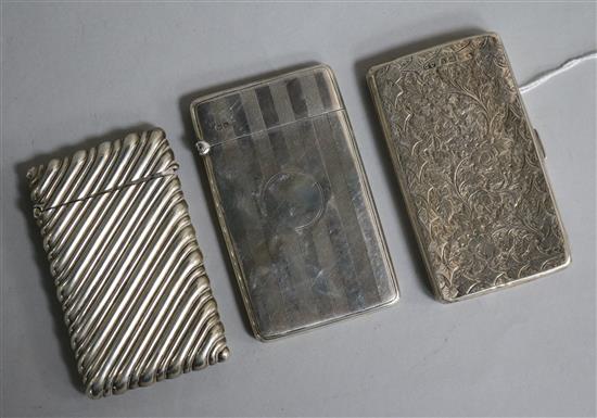 Three assorted silver card cases, including one by George Unite, largest 82mm.